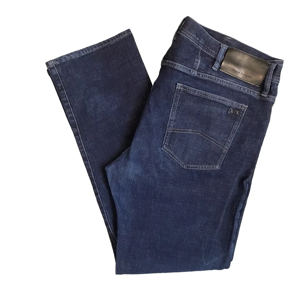 A/X Armani Exchange J15 Men's 40x31 Dark Blue Relaxed Straight Denim Pants Jeans